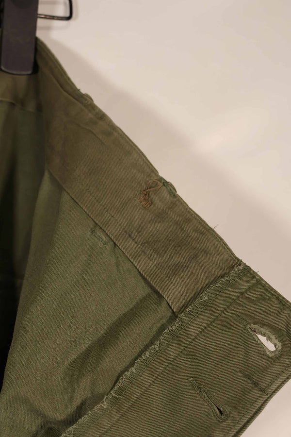 Real late 1940s-early 1950s M45 OD cotton field pants, used, strong signs of use B