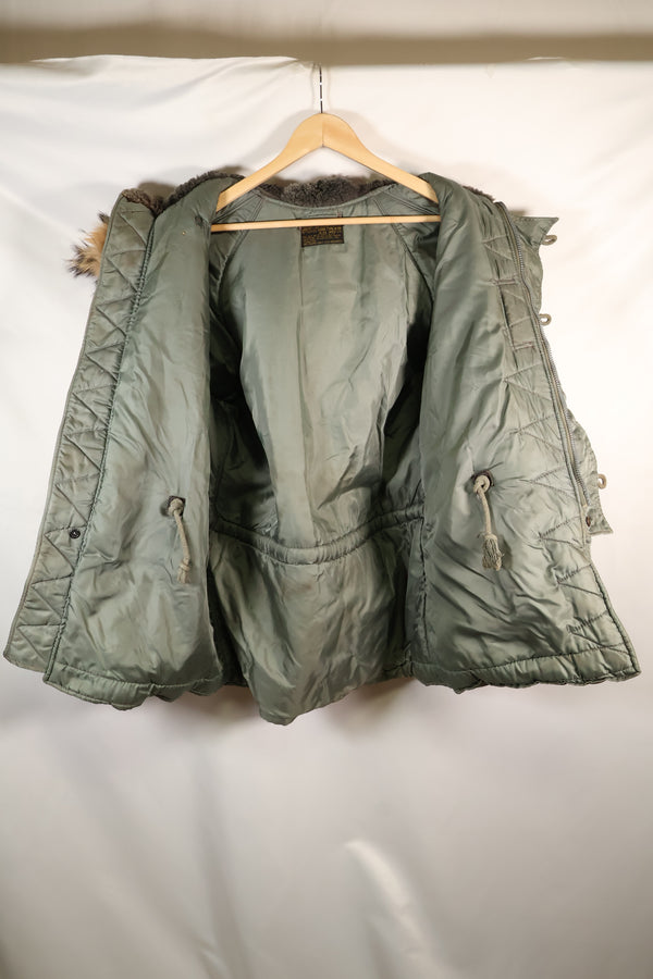 1950's MEDIUM black tag N-3B heavy zone flight jacket, used.