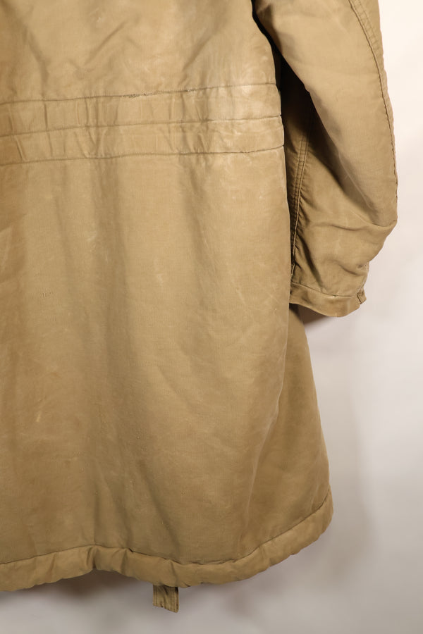 1940s WWII US Navy N-1 deck coat parka, faded, no stencil, used.