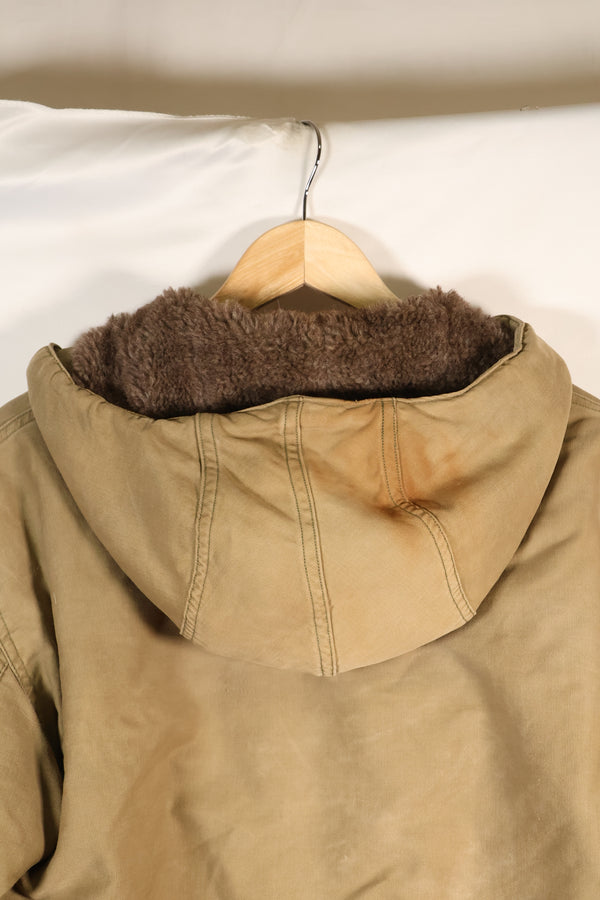 1940s WWII US Navy N-1 deck coat parka, faded, no stencil, used.