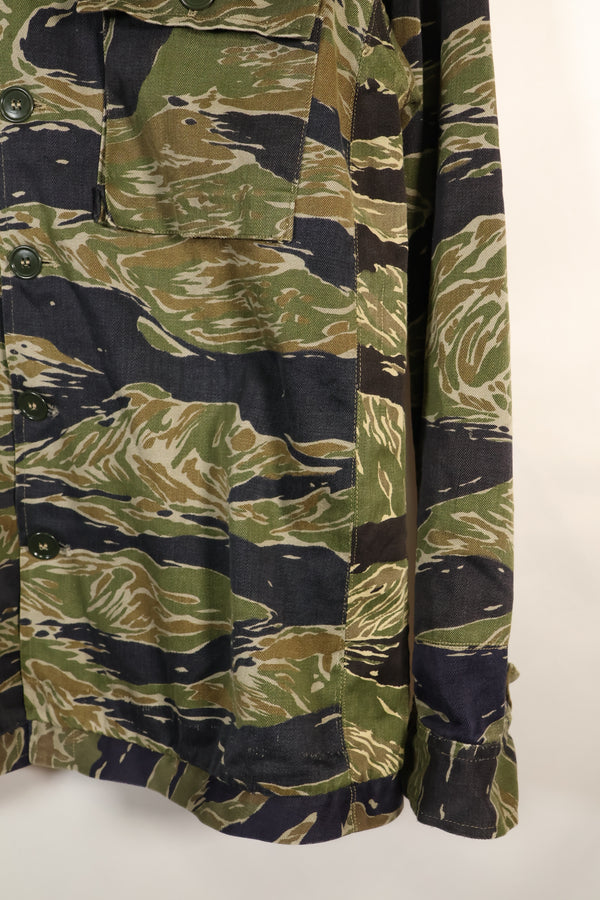 1960's Japanese made Silver Tiger Shirt Asian Cut with separate fabric size modification, used.