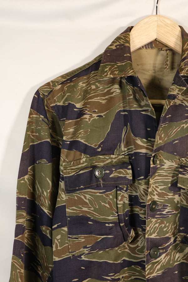 1960's semi Japanese silver tiger shirt, Asian cut, little fading, used.