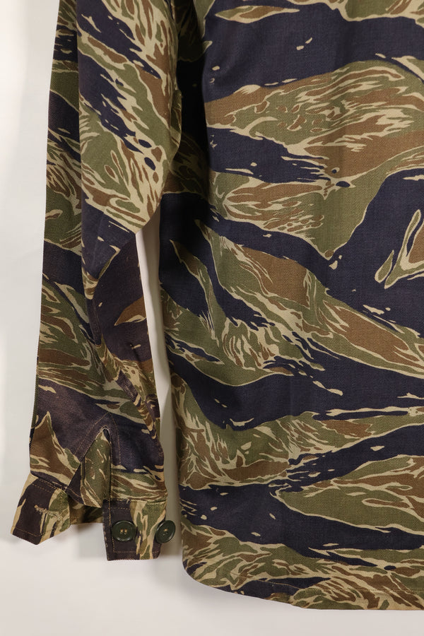 1960's semi Japanese silver tiger shirt, Asian cut, little fading, used.