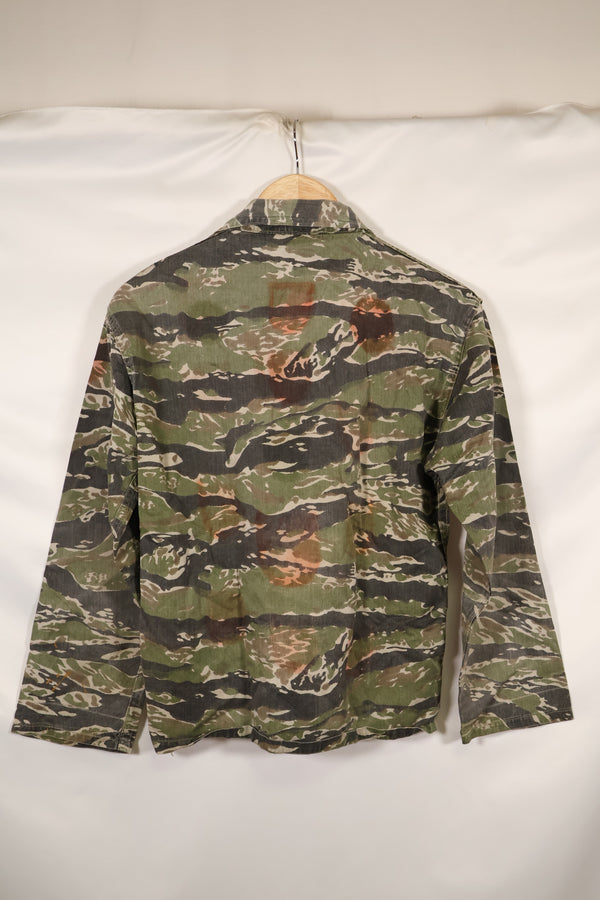 1960s Tiger stripe shirt, CIDG pattern, faded, stained, used.