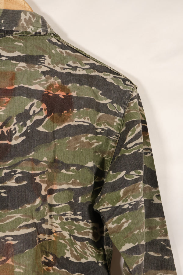 1960s Tiger stripe shirt, CIDG pattern, faded, stained, used.