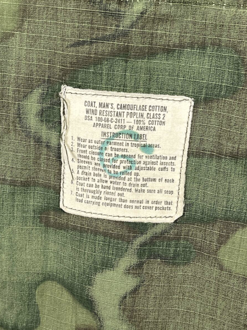 実物　1968年契約　M-R　アメリカ軍　ERDL　ジャングルファティーグ　ジャケット　ベトナム戦争　中古品　放出品　A