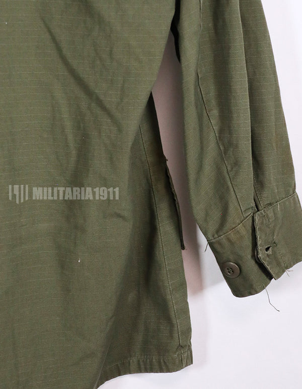 Real 1968 4th Model Jungle Fatigue Jacket, stained, patch included.