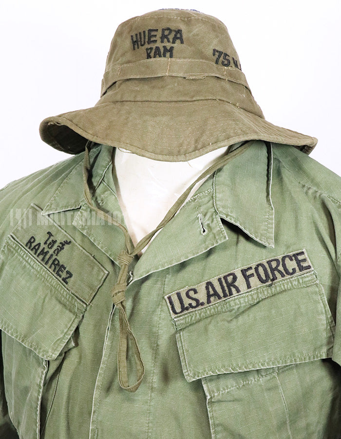 Real U.S. Air Force Thailand Stationed Souvenir Hat & 4th Model Fatigue Jacket Set