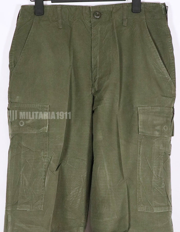 Real 1969 4th Model Jungle Fatigue Pants, used, S-R, stained.