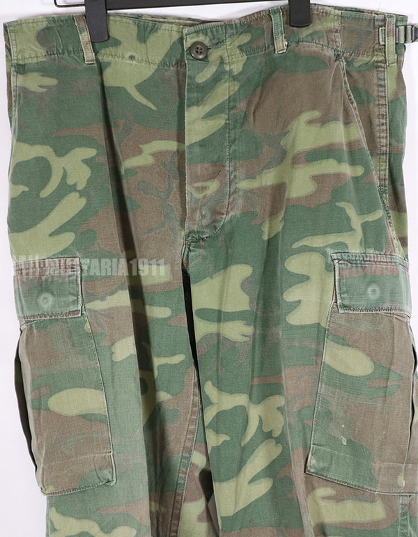 Real Non Rip Poplin ERDL Fatigue Pants, used, repaired and torn.