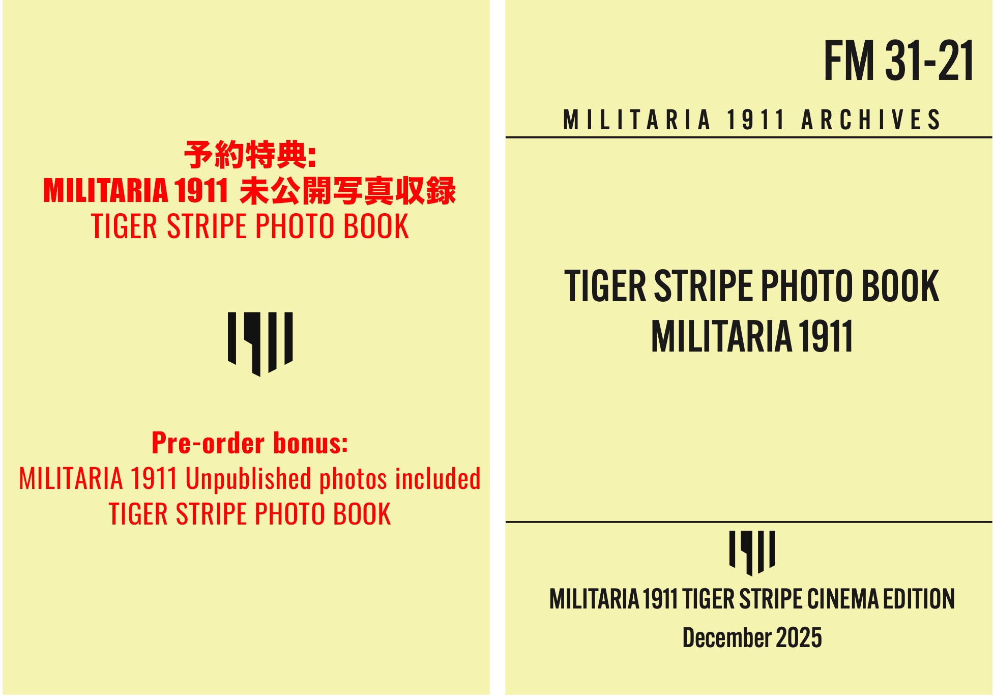 2025 New MILIARIA 1911 TIGER STRIPE CINEMA EDITION BOONIE HAT