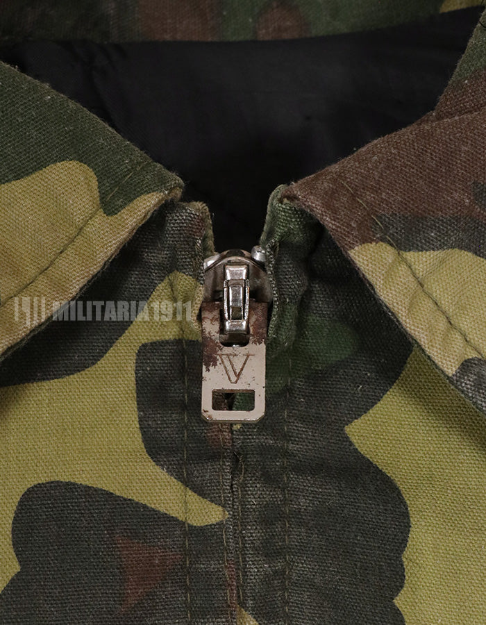 Civilian product civilian camouflage ERDL leaf pattern jacket, stained, unknown manufacturer.