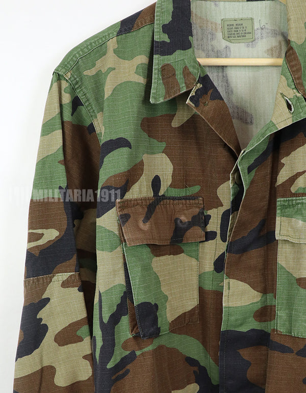 Real U.S. Army Woodland Camouflage Jacket, 2007, with patches.