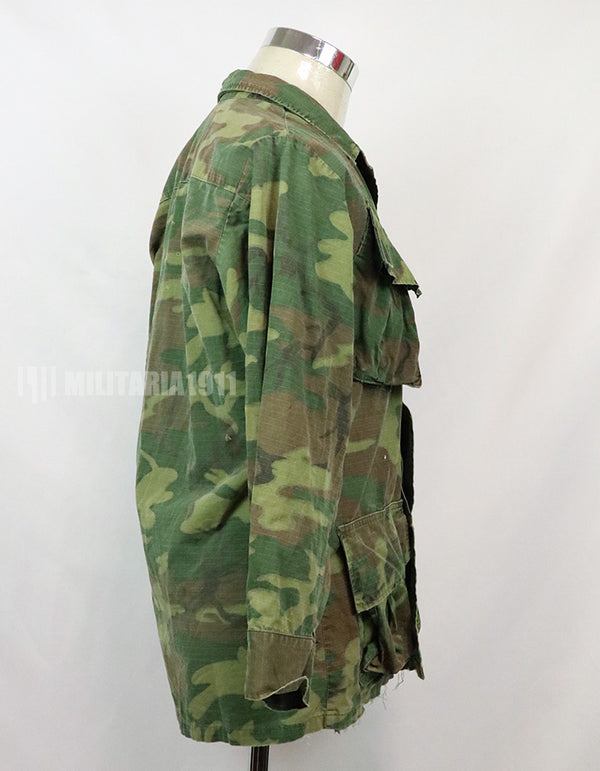 Original U.S. Army ERDL jungle fatigues, 1968 cotract, no size tag, stained.