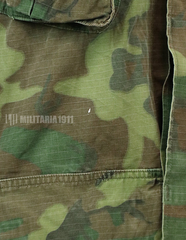 Original U.S. Army ERDL jungle fatigues, 1968 cotract, no size tag, stained.