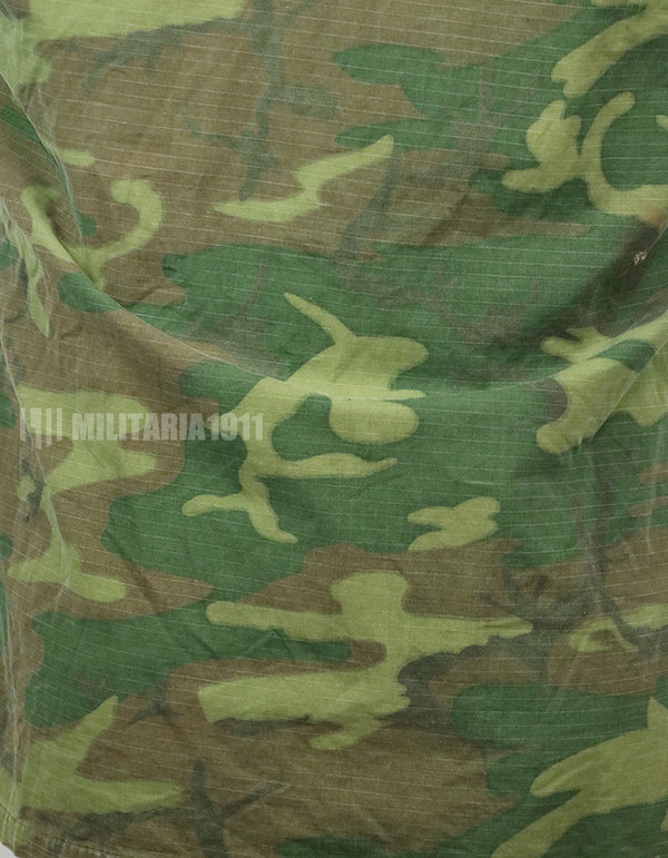 Original U.S. Army ERDL jungle fatigues, 1968 cotract, no size tag, stained.