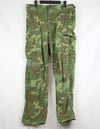 Original non ripstop fabric ERDL jungle fatigues pants, faded, scratched.