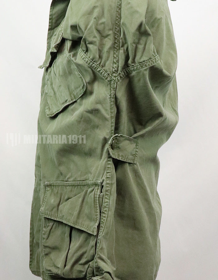 Real 2nd model jungle fatigues jacket, worn, scratched, faded.