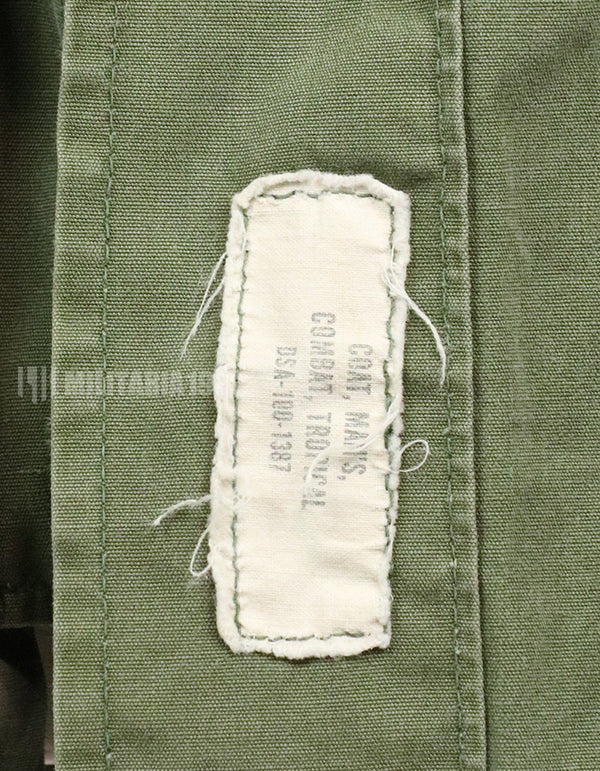 Real 2nd model jungle fatigues jacket, worn, scratched, faded.