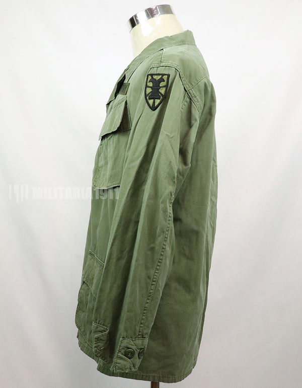 Original 3rd model, ripstop fabric, jungle fatigues, with patches, good condition, 1969 contract.