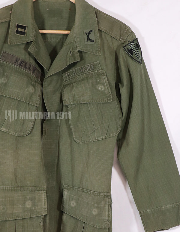 Real 1969 4th Model Jungle Fatigue Jacket, damaged, patch included.