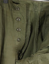 Real 1967 Poplin jungle fatigues pants, used, button damaged.