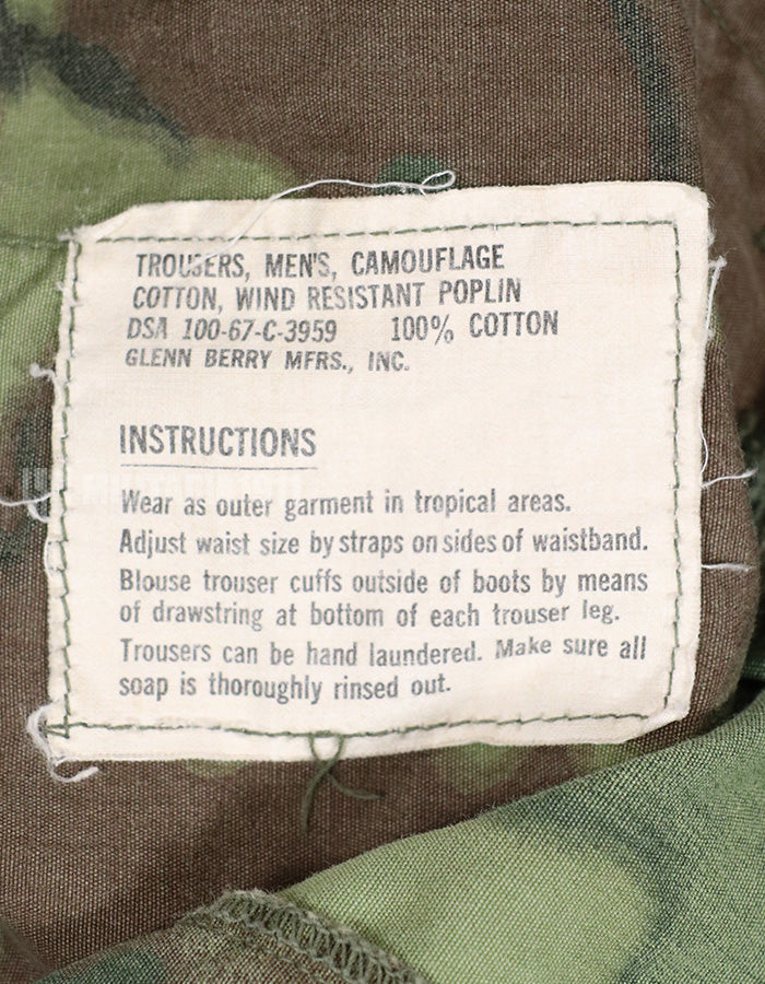 Real 1967 Poplin (non-rip) ERDL Fatigue pants, faded, no size tag.